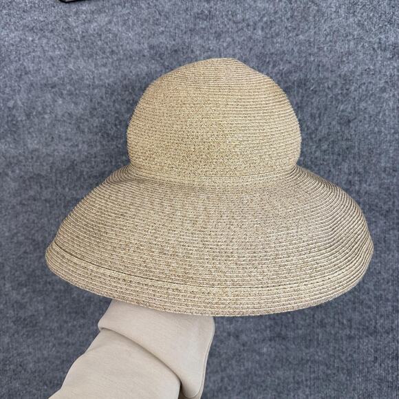 Eric Javits Hat Packable Straw Sun Hat One Size Beige Wide Brim Travel Beach main image 6